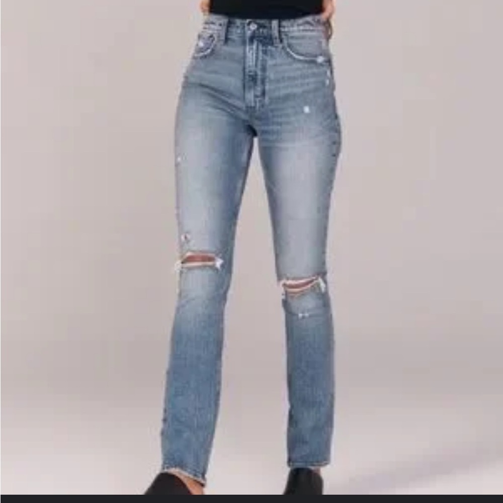 Abercrombie & Fitch The 90s Skinny High Rise Destroyed Jeans 6 Ripped